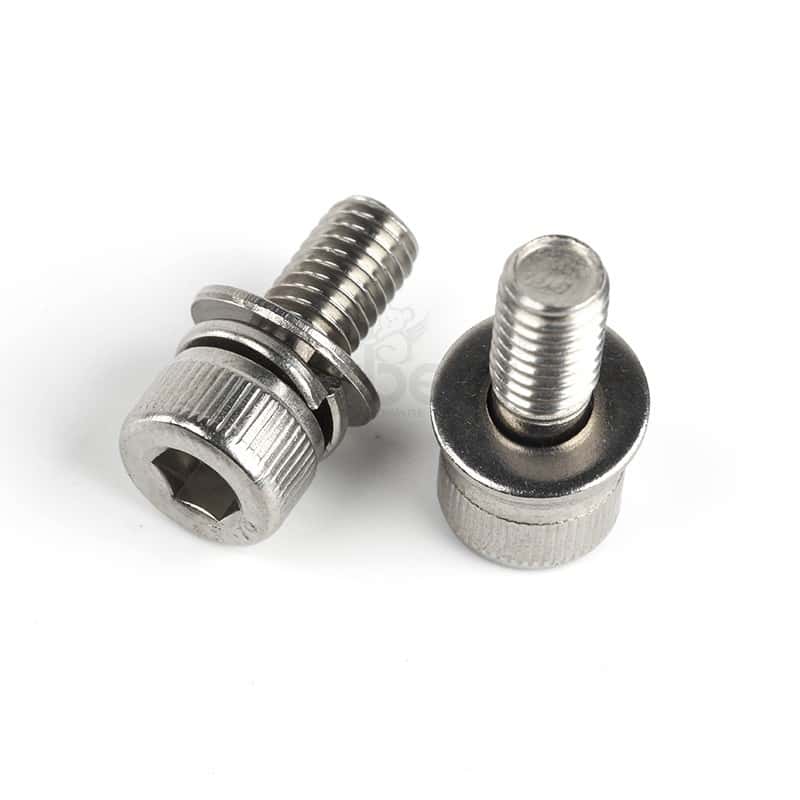 304不锈钢A2-70内六角圆柱头滚花带平弹垫组合螺钉DIN912